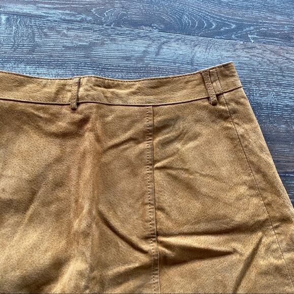Monki Tobacco Suede Button A-Line 70s Skirt Size 6 - Picture 11 of 13